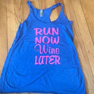 Run Now Wine Later Tank by Next Level Apparel. Sm